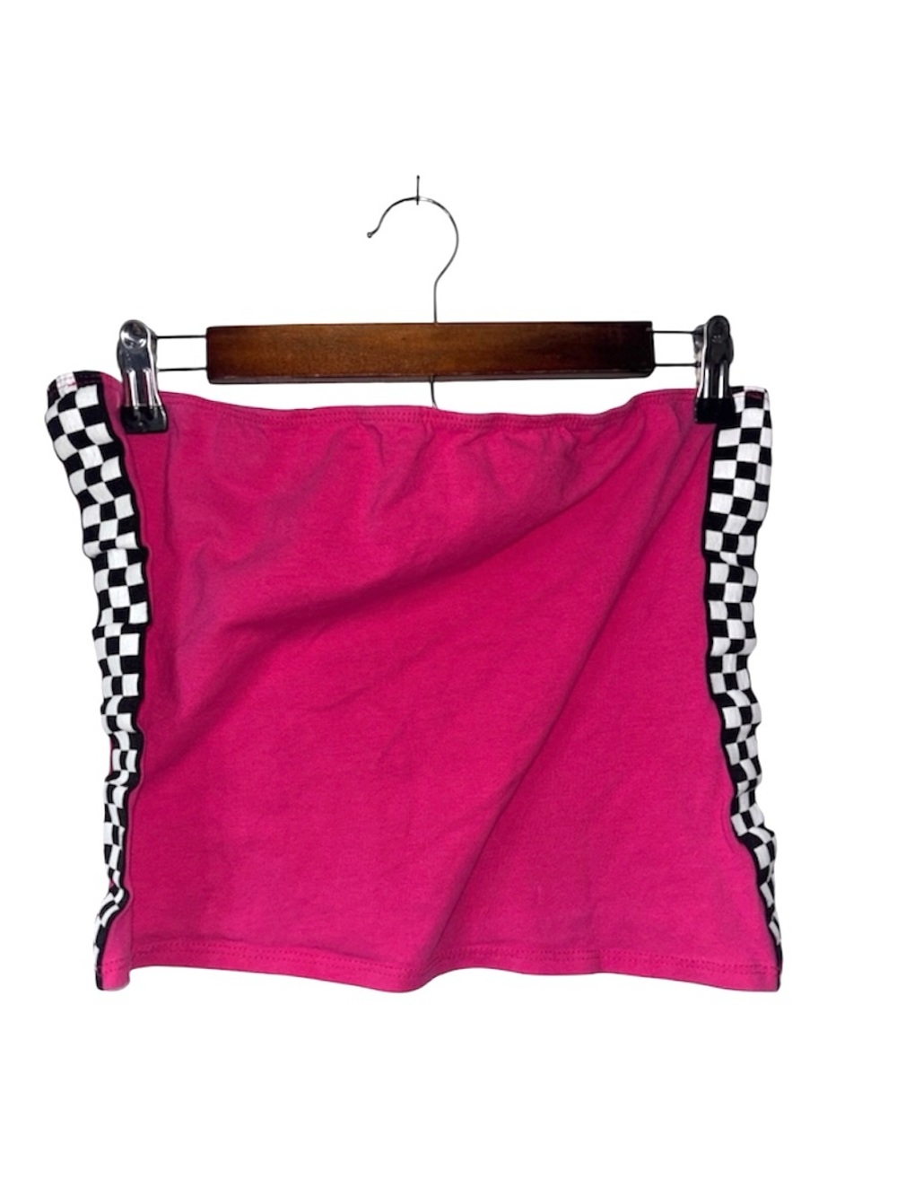 Riot Queen Pink Black White Crop Tube Top Goth Fun Racecar Size Large